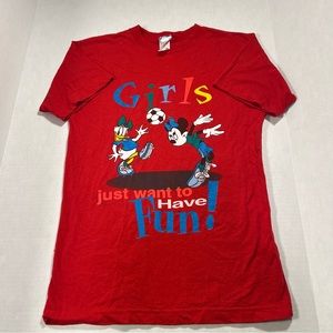 Vintage Girls just wanna have fun Disney short sleeve t Shirt fits adult size S